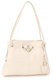 GIGI - Women's Leather Shoulder Bag - OTHELLO 4323 - with heart keyring charm - Cream