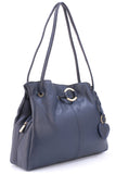 GIGI - Women's Leather Shoulder Bag - OTHELLO 4323 - with heart keyring charm - Dark Blue / Navy