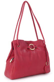 GIGI - Women's Leather Shoulder Bag - OTHELLO 4323 - with heart keyring charm - Red