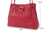 GIGI - Women's Leather Shoulder Bag - OTHELLO 4323 - with heart keyring charm - Red