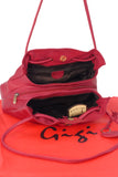 GIGI - Women's Leather Shoulder Bag - OTHELLO 4323 - with heart keyring charm - Red