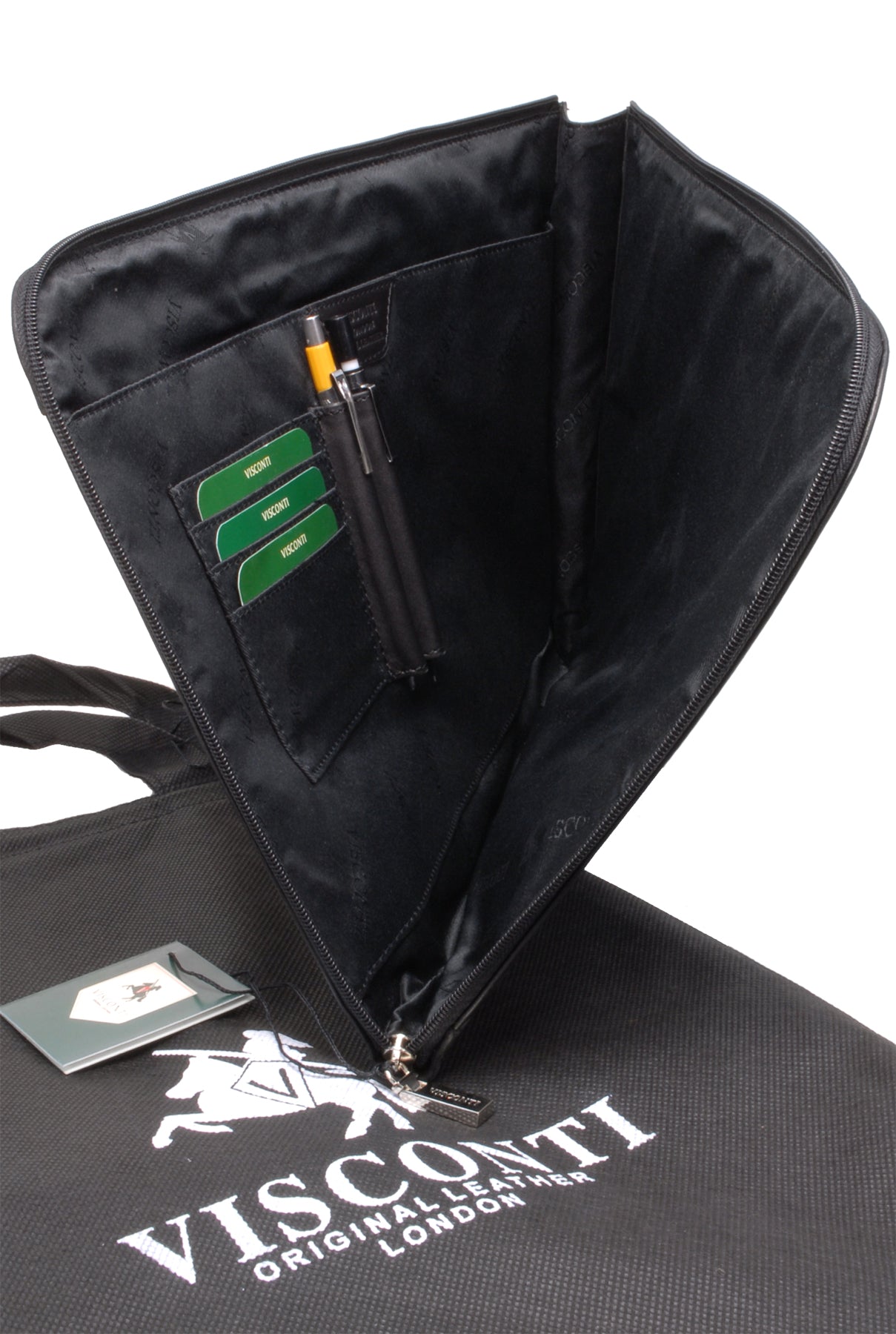 Leather A4 Zipped Document Folder | 18238 Bond Black – The Real