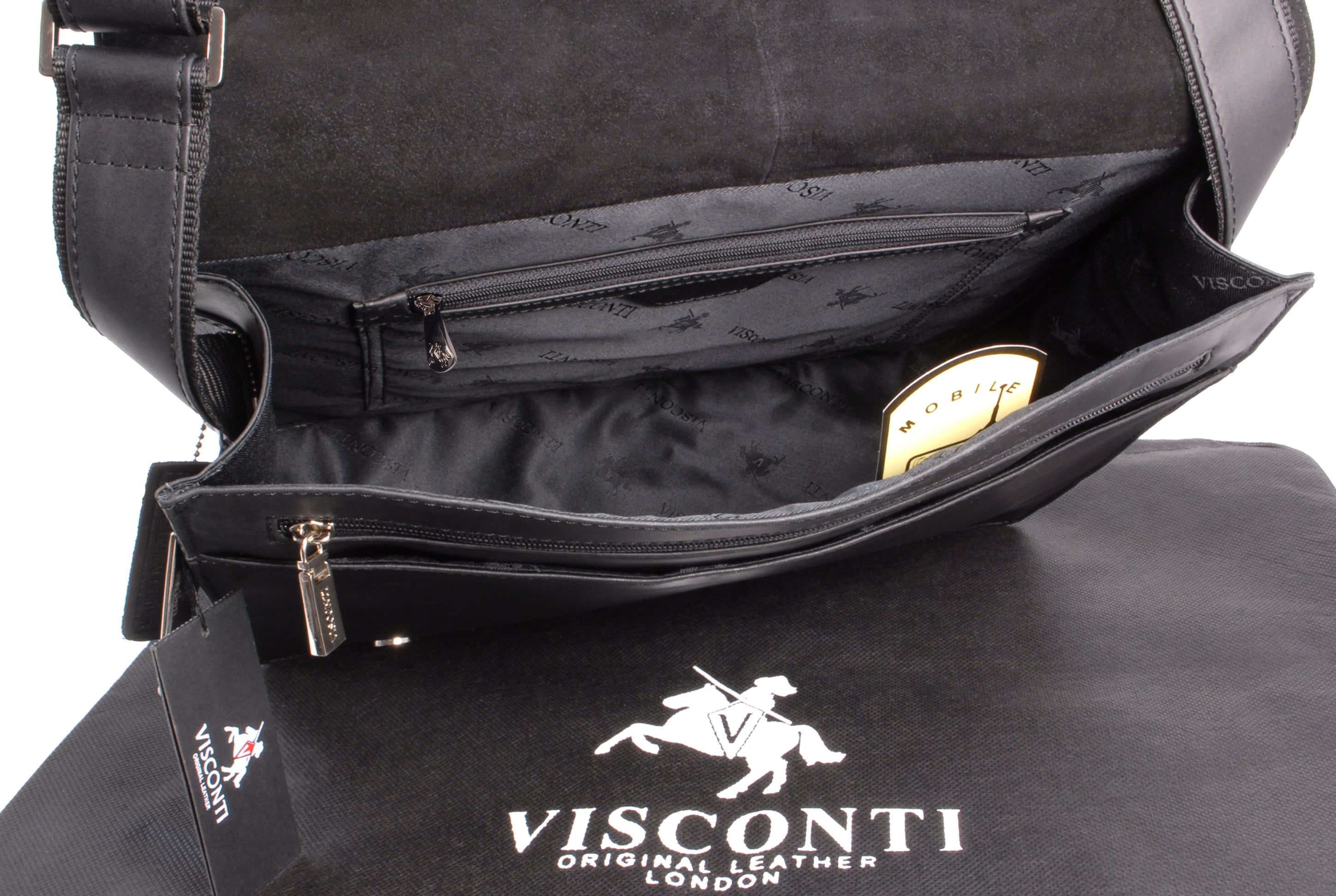 Leather Laptop Shoulder Bag | 18548 Harvard Oil Black – The Real