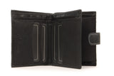 ASHWOOD - Tri Fold Coin Wallet & Gift Box - Buffalo Leather - 13 pocket extra capacity - 4 credit card section, coin pouch and ID holder - 1412 - Black