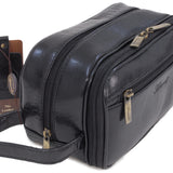 ASHWOOD - Men's Wash Bag / Shaving Bag / Travel Toiletry Bag - Genuine Leather - CHELSEA 2080 - Black