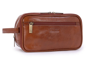 ASHWOOD - Men's Wash Bag / Shaving Bag / Travel Toiletry Bag - Genuine Leather - CHELSEA 2080 - Chestnut Brown