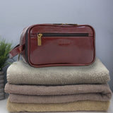 ASHWOOD - Men's Wash Bag / Shaving Bag / Travel Toiletry Bag - Genuine Leather - CHELSEA 2080 - Cognac Brown