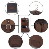 ASHWOOD - Men's Hanging Wash Bag / Shaving Bag / Travel / Gym / Toiletry Bag - Genuine Leather and Canvas - HAMMERSMITH 7010 - Mud (Brown)
