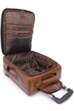 ASHWOOD - Genuine Leather Cabin Trolley Bag - Business Overnight Weekend Travel Flight - Telescopic Handle - Chestnut