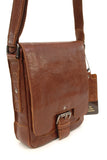 ASHWOOD - Cross Body Bag - Kindle / iPad / Tablet A5 Size - Small Shoulder Messenger / Work Bag - Genuine Leather - 8341 - Tan