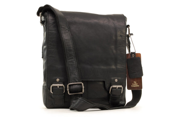 ASHWOOD - Messenger Bag - Laptop / iPad A4 Size - Cross Body / Shoulder / Work Bag - Genuine Leather - 8342 - Black
