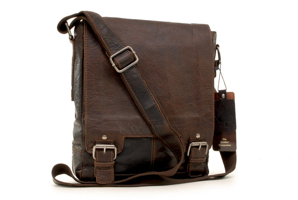 ASHWOOD - Messenger Bag - Laptop / iPad A4 Size - Cross Body / Shoulder / Work Bag - Genuine Leather - 8342 - Brown