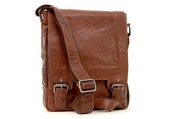 ASHWOOD - Messenger Bag - Laptop / iPad A4 Size - Cross Body / Shoulder / Work Bag - Genuine Leather - 8342 - Tan