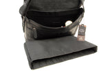 ASHWOOD - Messenger Shoulder Bag - Laptop Bag with Padded Compartment - Business Office Work Bag - Genuine Leather - 8343 - Black