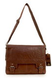ASHWOOD - Messenger Shoulder Bag - Laptop Bag with Padded Compartment - Business Office Work Bag - Genuine Leather - 8343 - Tan