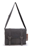 ASHWOOD - Messenger Shoulder Bag - Laptop Bag with Padded Compartment - Business Office Work Bag - Genuine Leather - CALVIN - CAMDEN 8356 - Black