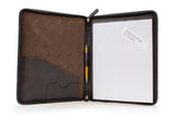 ASHWOOD - A4 Zip Conference Folder -Business Organiser / Executive Document Holder / Presentation Portfolio - Genuine Leather - Brown