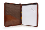 ASHWOOD - A4 Zip Conference Folder -Business Organiser / Executive Document Holder / Presentation Portfolio - Genuine Leather - Chestnut