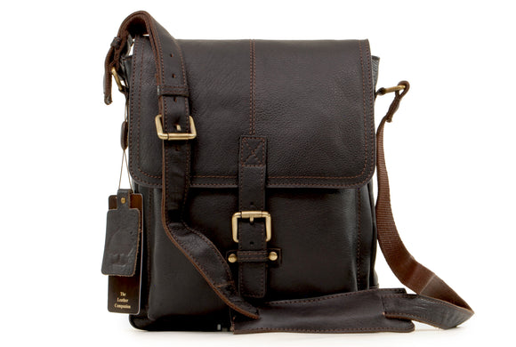 ASHWOOD - Cross Body Bag - Kindle / iPad / Tablet Size - Small Shoulder / Messenger Bag - Genuine Leather - BENJAMIN - Brown