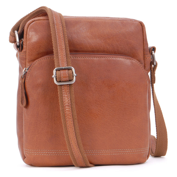 ASHWOOD - Vintage Leather Messenger Shoulder Bag - Medium Size F-82 Travel Flight Holiday - Tablet eBook - Honey (Tan)