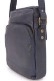 ASHWOOD - Vintage Leather Messenger Shoulder Bag - Medium Size F-82 Travel Flight Holiday - Tablet eBook - Navy Blue