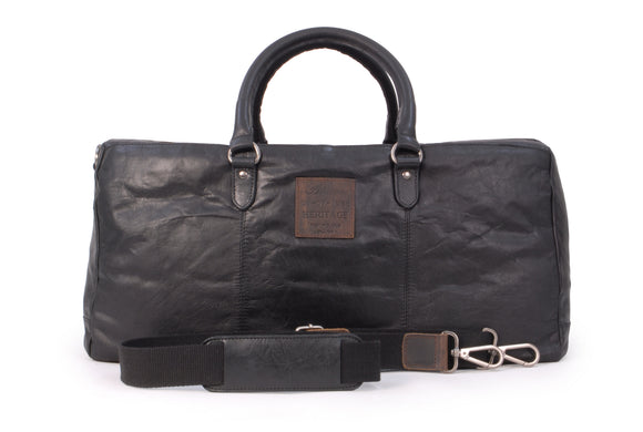 ASHWOOD - Large Vintage Leather Holdall - F-87 - Travel Business Weekend Overnight Bag - Sports Gym - Black