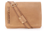 BUCKLESTONE - Large Leather Messenger / Shoulder Bag - Laptop Compartment - Leather - CHESTER (L) - Hunter Tan