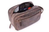 BUCKLESTONE - Men's Wash Bag / Shaving Bag / Travel Toiletry Bag - Genuine Leather - DURHAM - Brown