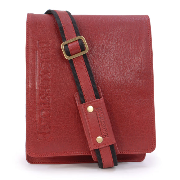 BUCKLESTONE - Leather Messenger / Shoulder Bag / Organiser - iPad / Tablet - Leather - WARWICK (S) - Bubble Red