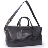 BUCKLESTONE - Genuine Leather Holdall - Large Overnight / Travel / Business / Weekend / Gym Sports Duffle Bag - YORK - Black