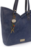 CATWALK COLLECTION HANDBAGS - Women's Large Tote Bag - Tulip Shoulder Bag - Distressed Leather - ABIGAIL - Blue