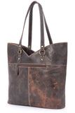 CATWALK COLLECTION HANDBAGS - Women's Large Tote Bag - Tulip Shoulder Bag - Distressed Leather - ABIGAIL - Brown