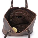 CATWALK COLLECTION HANDBAGS - Women's Large Tote Bag - Tulip Shoulder Bag - Distressed Leather - ABIGAIL - Brown