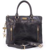 CATWALK COLLECTION HANDBAGS - Ladies Leather Briefcase Cross Body Bag - Women's Organiser Work Bag - Tablet / Laptop Bag - ADELE - Black