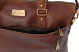 CATWALK COLLECTION HANDBAGS - Ladies Leather Briefcase Cross Body Bag - Women's Organiser Work Bag - Tablet / Laptop Bag - ADELE - Brown
