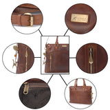 CATWALK COLLECTION HANDBAGS - Ladies Leather Briefcase Cross Body Bag - Women's Organiser Work Bag - Tablet / Laptop Bag - ADELE - Brown