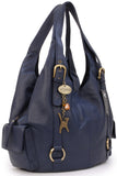 CATWALK COLLECTION HANDBAGS - Women's Leather Shoulder Bag - ALEX - Navy Blue