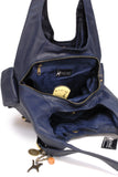 CATWALK COLLECTION HANDBAGS - Women's Leather Shoulder Bag - ALEX - Navy Blue