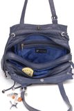 CATWALK COLLECTION HANDBAGS - Women's Leather Shoulder Bag - ALICE - Dark Blue / Navy