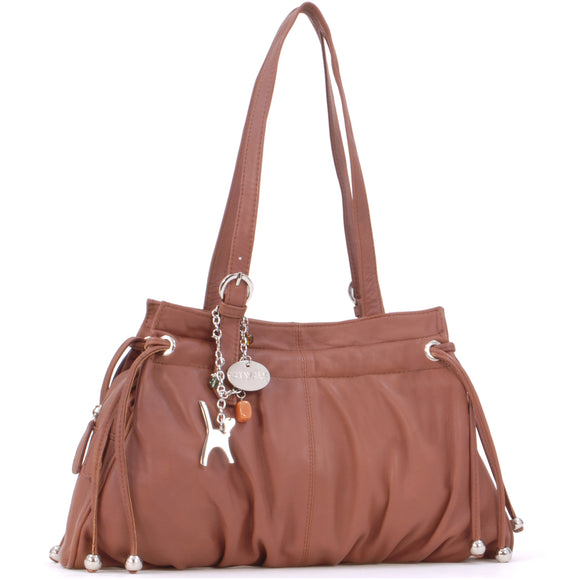 CATWALK COLLECTION HANDBAGS - Women's Leather Shoulder Bag - ALICE - Tan