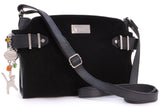 CATWALK COLLECTION HANDBAGS - Genuine Leather - Cross body Bag For Women - Shoulder Bag - Fits Kindle or Tablet - Smooth Leather and Suede - AMANDA - BLACK