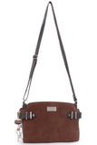 CATWALK COLLECTION HANDBAGS - Genuine Leather - Cross body Bag For Women - Shoulder Bag - Fits Kindle or Tablet - Smooth Leather and Suede - AMANDA - BROWN