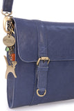 CATWALK COLLECTION HANDBAGS - Women's Medium Leather Cross Body Bag / Shoulder Bag with Long Adjustable Strap - AMY - Blue