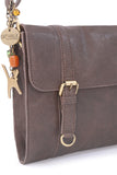 CATWALK COLLECTION HANDBAGS - Women's Medium Leather Cross Body Bag / Shoulder Bag with Long Adjustable Strap - AMY - Brown