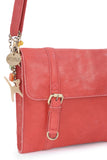 CATWALK COLLECTION HANDBAGS - Women's Medium Leather Cross Body Bag / Shoulder Bag with Long Adjustable Strap - AMY - Red