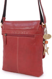 CATWALK COLLECTION HANDBAGS - Genuine Leather Messenger Bag with Long Shoulder Strap - Anti-Theft Crossbody Bag - Fits Tablet or iPad - ANJA - Red