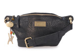 CATWALK COLLECTION HANDBAGS - Luxury Belt Bag - Festival Bum Bag - Waist Bag for Women - Fits Smart Phone - ARIANA - Black Full Grain Leather