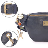 CATWALK COLLECTION HANDBAGS - Luxury Belt Bag - Festival Bum Bag - Waist Bag for Women - Fits Smart Phone - ARIANA - Blue Full Grain Leather