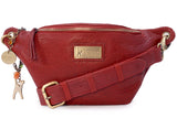 CATWALK COLLECTION HANDBAGS - Luxury Belt Bag - Festival Bum Bag - Waist Bag for Women - Fits Smart Phone - ARIANA - Red Full Grain Leather
