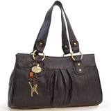CATWALK COLLECTION HANDBAGS - Women's Leather Top Handle / Shoulder Bag - BELLA - Brown